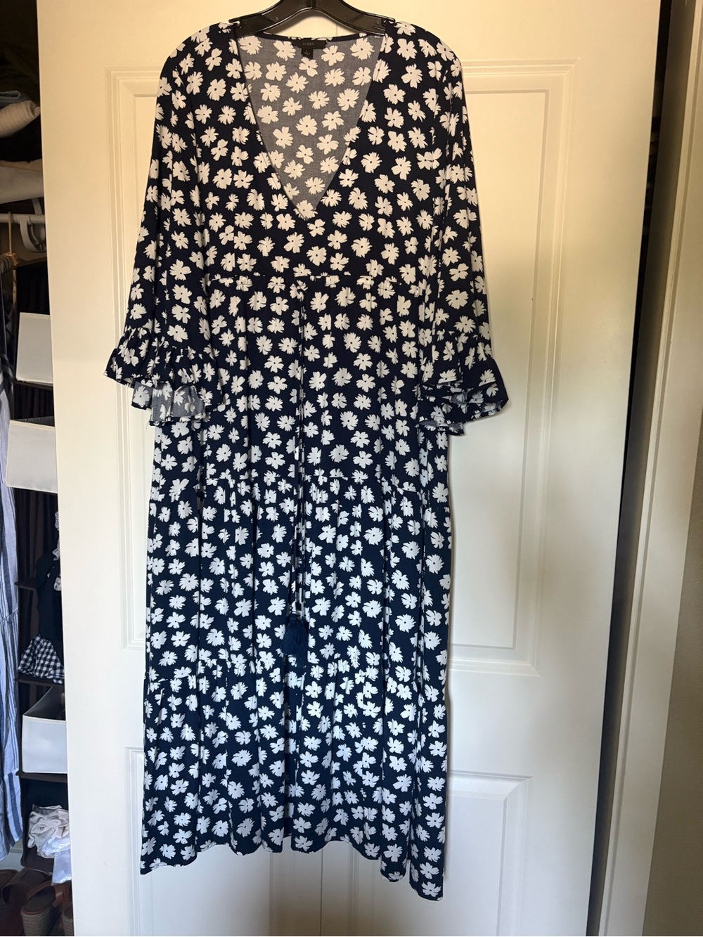 J. Crew Navy Maxi Dress with White Floral Print never worn